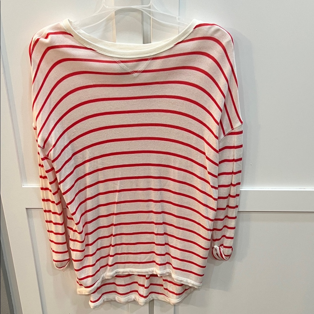 Cotton On Red and White Striped Long Sleeve Top